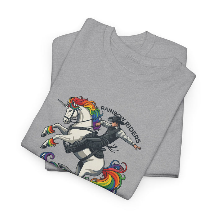 cowboy riding rainbow unicorn pride shirt