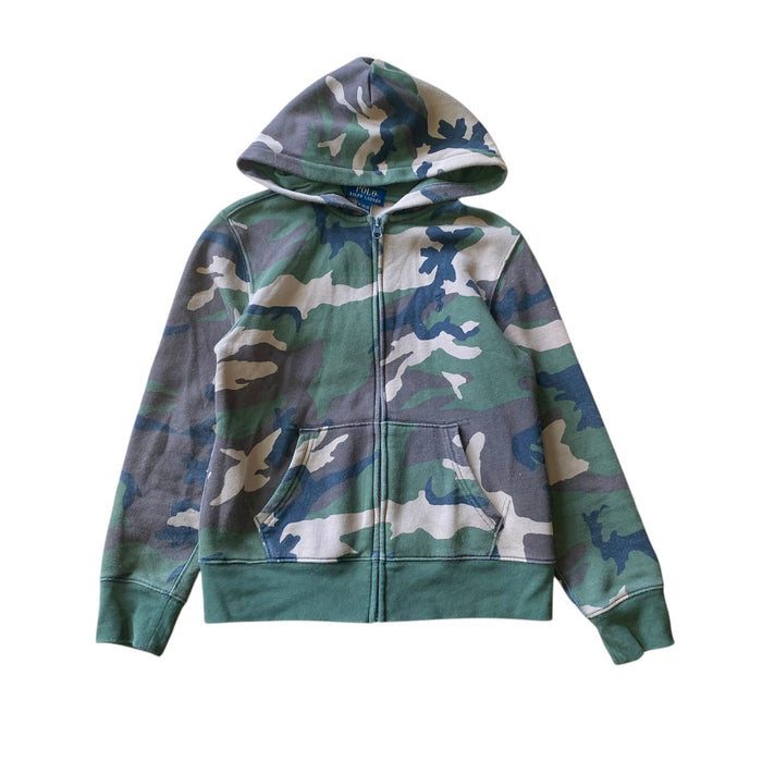Ralph Lauren 10-12 years green hoodie camo full zipper cotton polyester