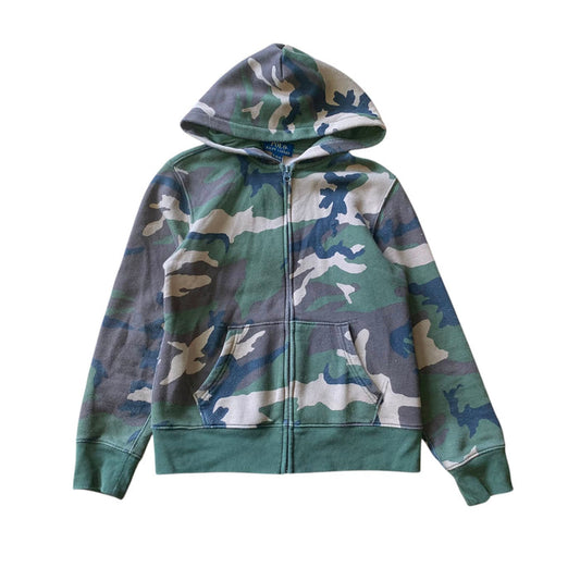 Ralph Lauren 10-12 years green hoodie camo full zipper cotton polyester