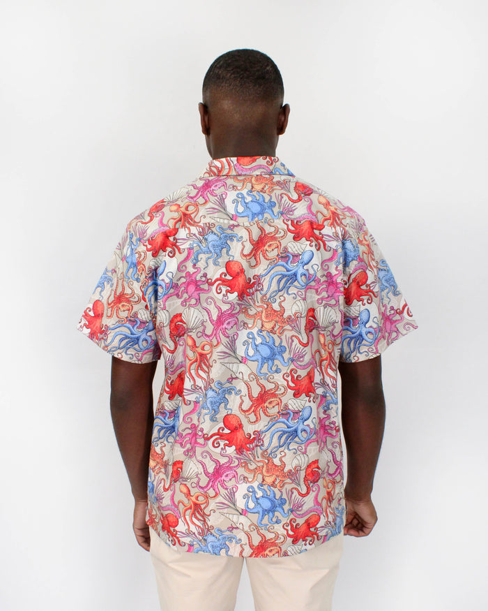 RALPH OCTOPUS PARTY CAMP SHIRT IN PUMICE