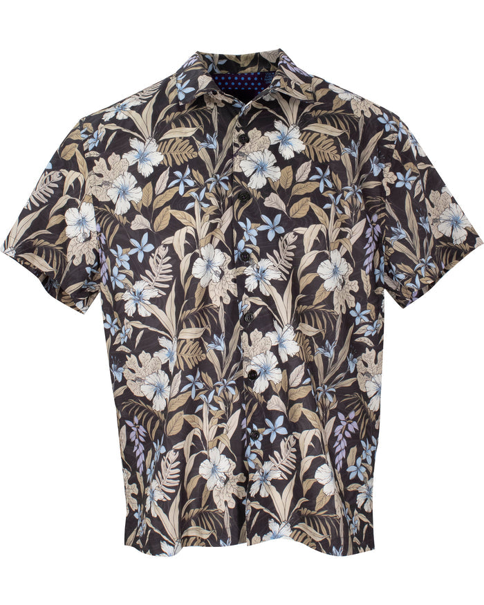 RALPH SWIRL FLORAL CAMP SHIRT IN BLACK