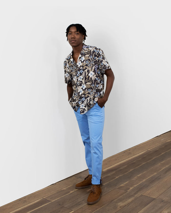 RALPH SWIRL FLORAL CAMP SHIRT IN BLACK