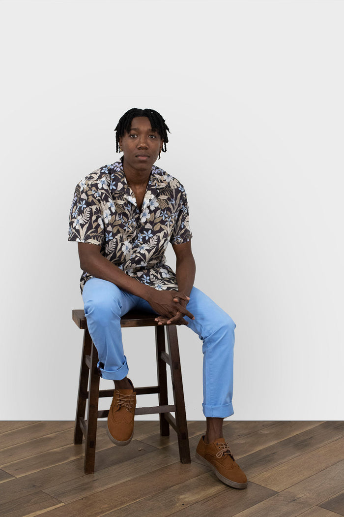 RALPH SWIRL FLORAL CAMP SHIRT IN BLACK
