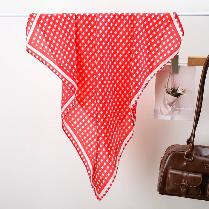 Josslyn Red Gingham Silk-Finish Square Scarf – women's accessories - scarf