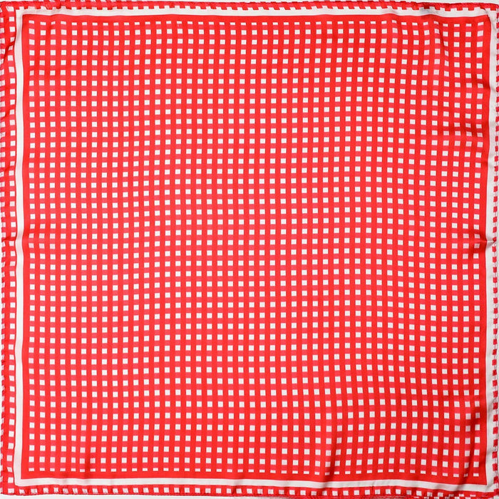 Josslyn Red Gingham Silk-Finish Square Scarf – women's accessories - scarf