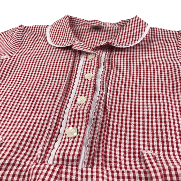 Red gingham with belt girls school summer dress