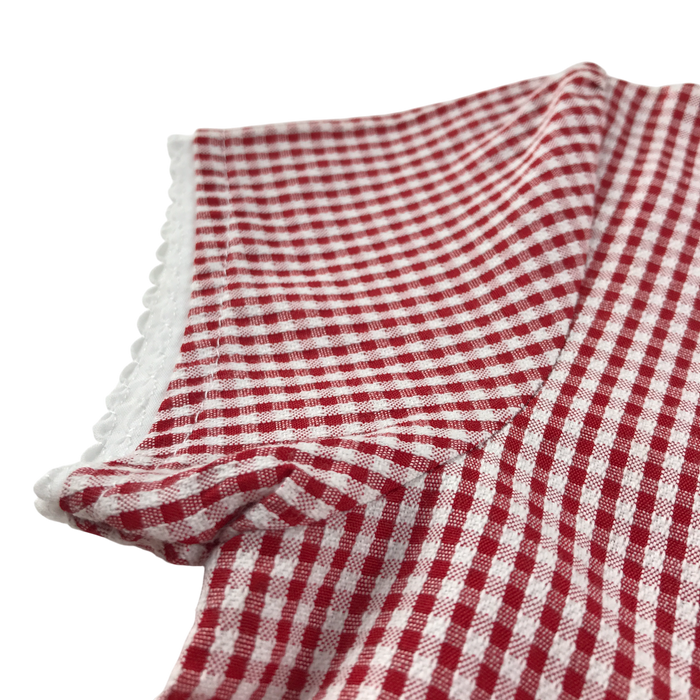 Red gingham with belt girls school summer dress