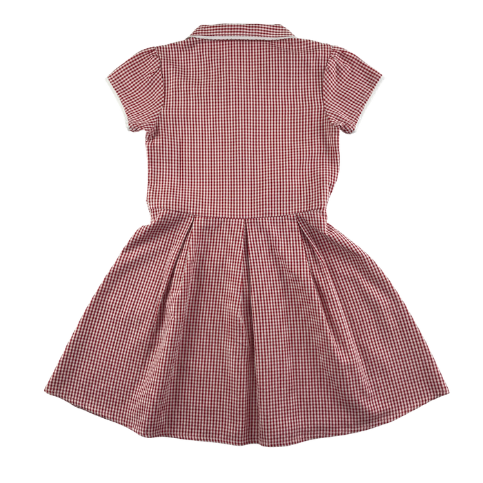 Red gingham with belt girls school summer dress
