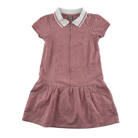 Red gingham with zipper girls school summer dress
