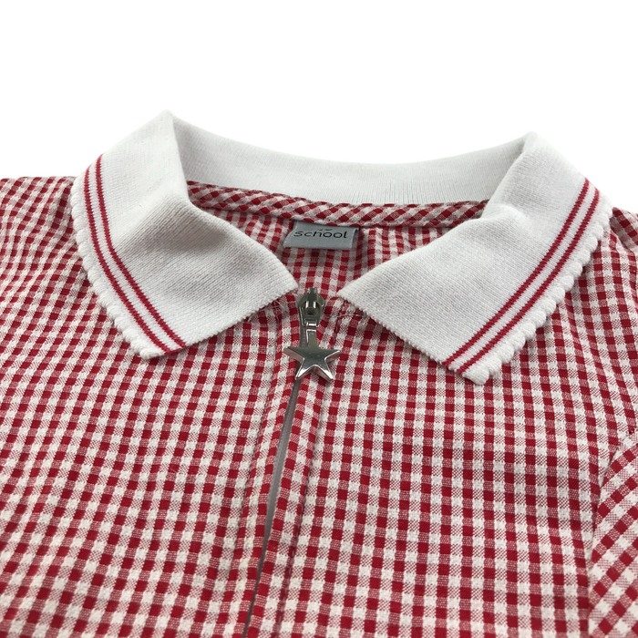 Red gingham with zipper girls school summer dress