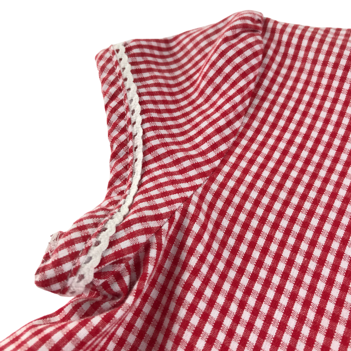 Red gingham with zipper school playsuit