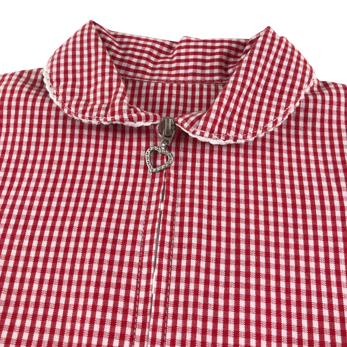 Red gingham with zipper school playsuit