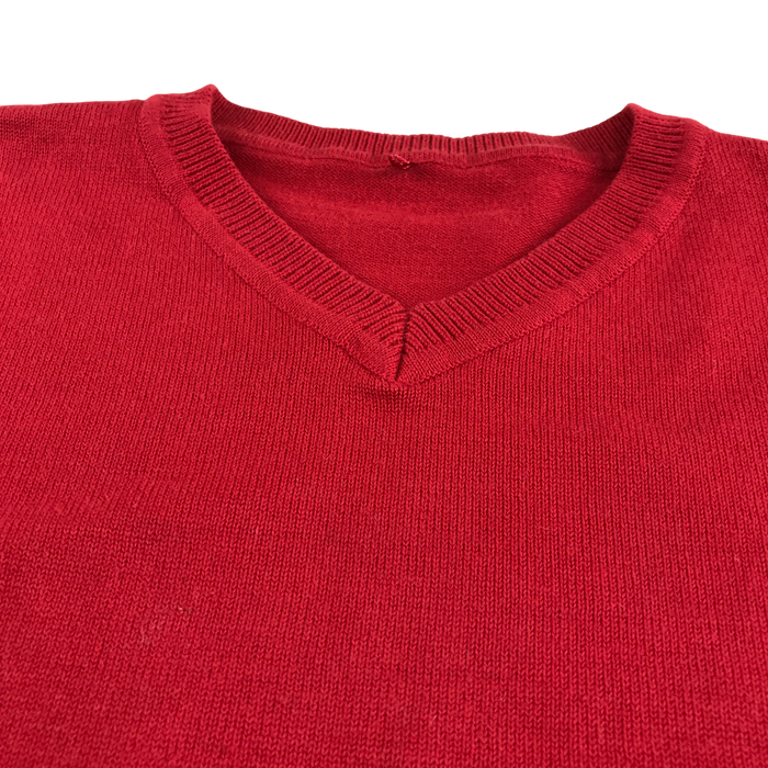 Red unisex v-neck school jumper