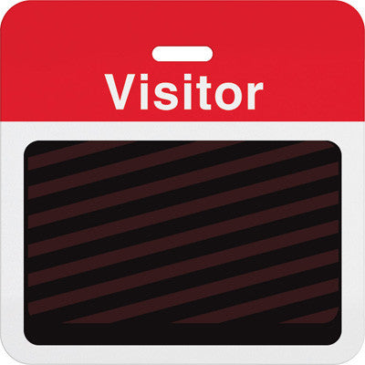 Red "Visitor" Clip-on Half Day / One Day BACKpart with Slot Hole - T5913A, Qty = 1000
