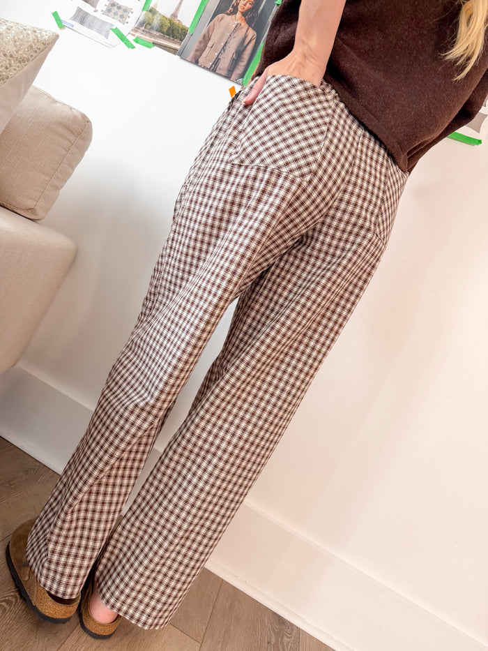 Wishlist Reece Brown Checkered Pant – women's bottoms