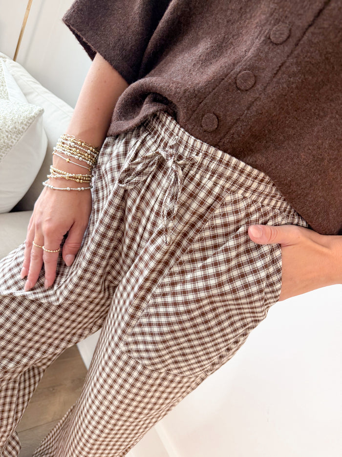 Wishlist Reece Brown Checkered Pant – women's bottoms