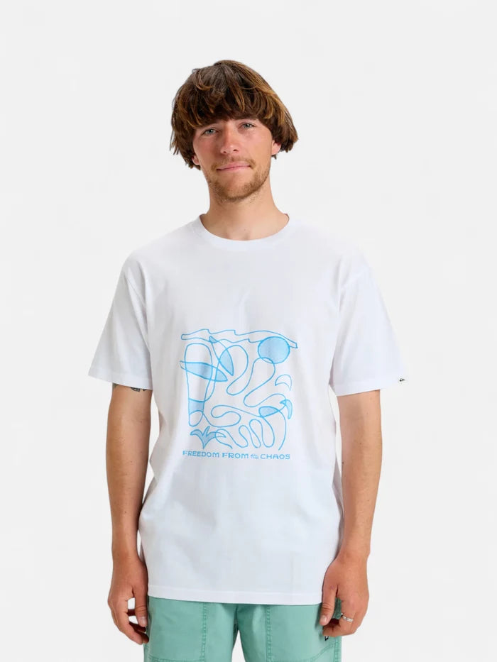 Remera Quiksilver Evo Abstract Chaos Blanco Celeste