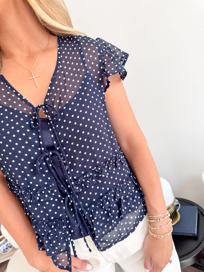 Things Between Remi Navy Polka Dot Blouse – women's blouse
