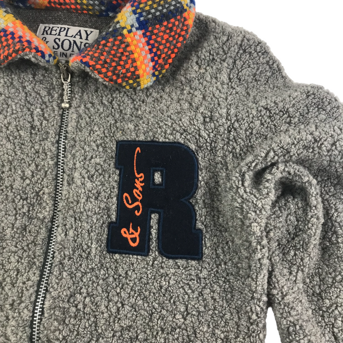 Replay & Son size 7-9 grey check collar fleece