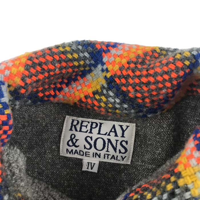 Replay & Son size 7-9 grey check collar fleece