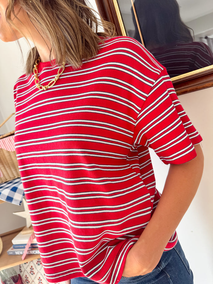Things Between Retro Stripe Red Short Sleeve Tee – women's short sleeve tee