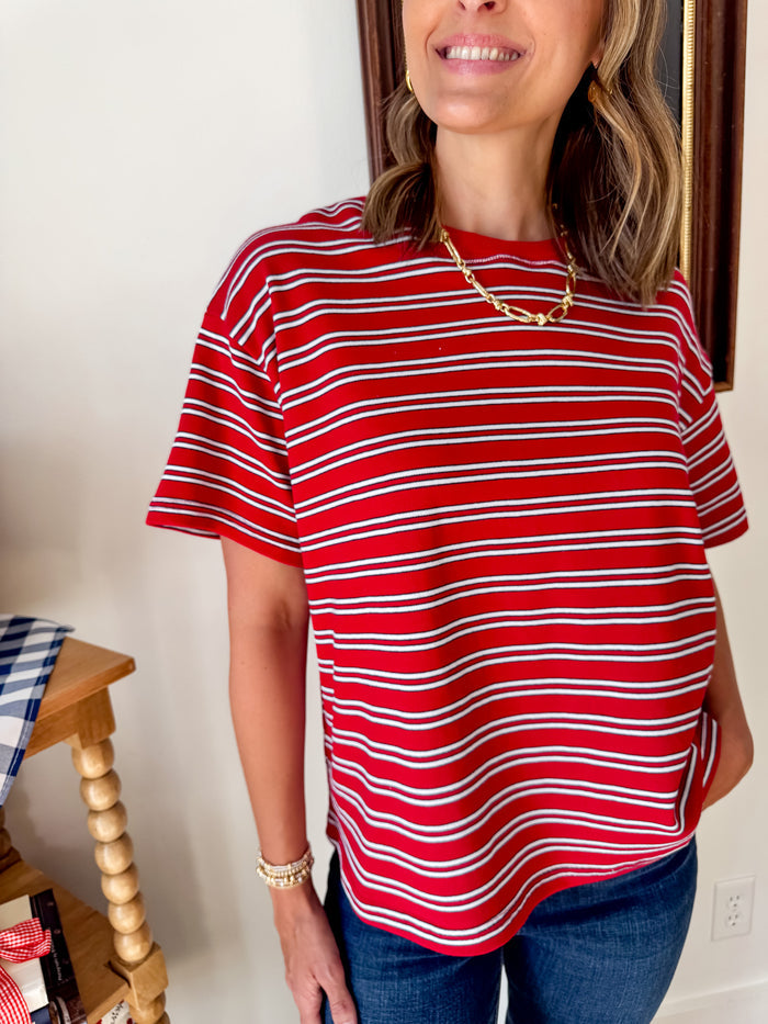 Things Between Retro Stripe Red Short Sleeve Tee – women's short sleeve tee