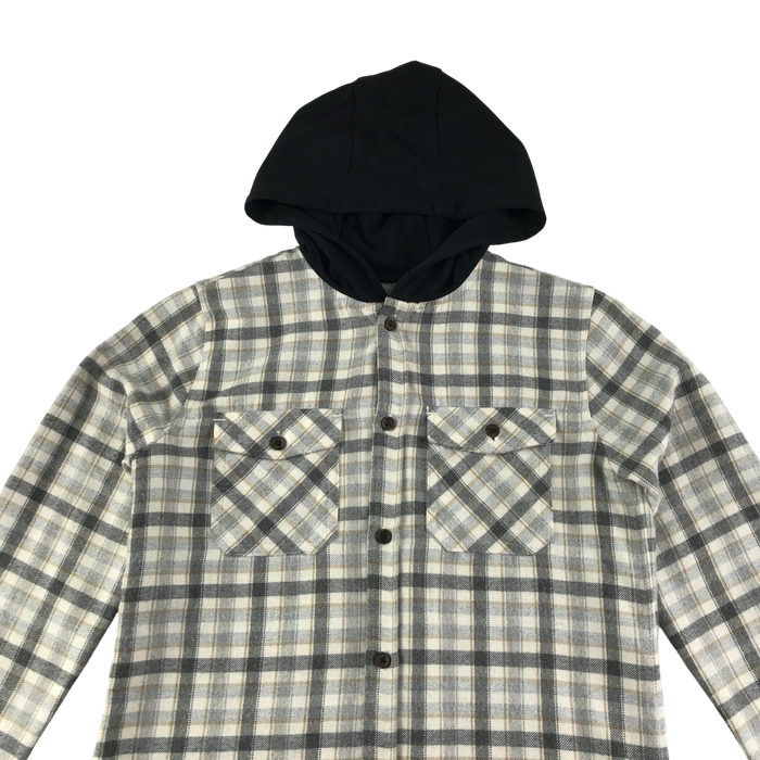 River Island 9-10 years beige checked with hood shirt