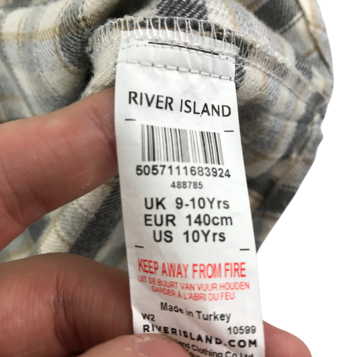 River Island 9-10 years beige checked with hood shirt