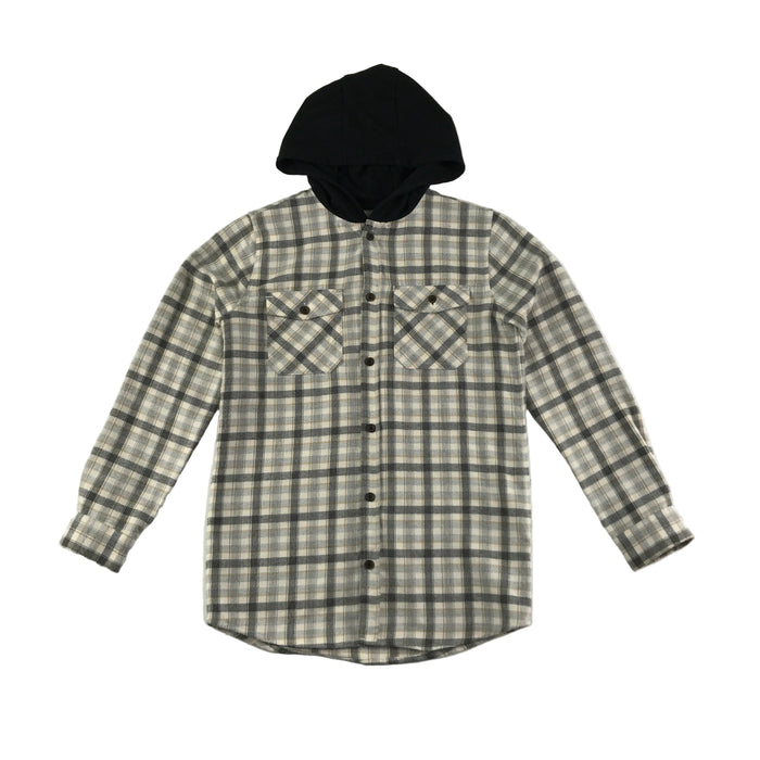 River Island 9-10 years beige checked with hood shirt
