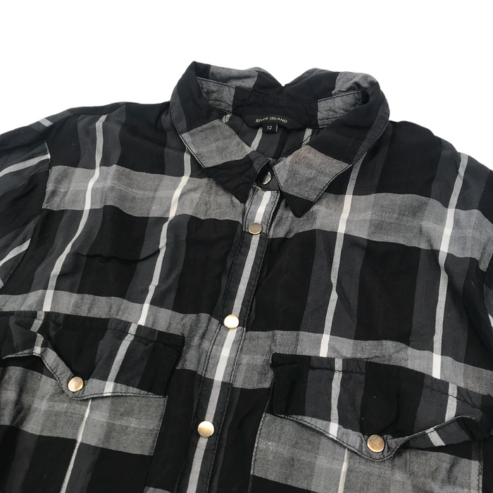 River Island women's M black and grey checked shirt