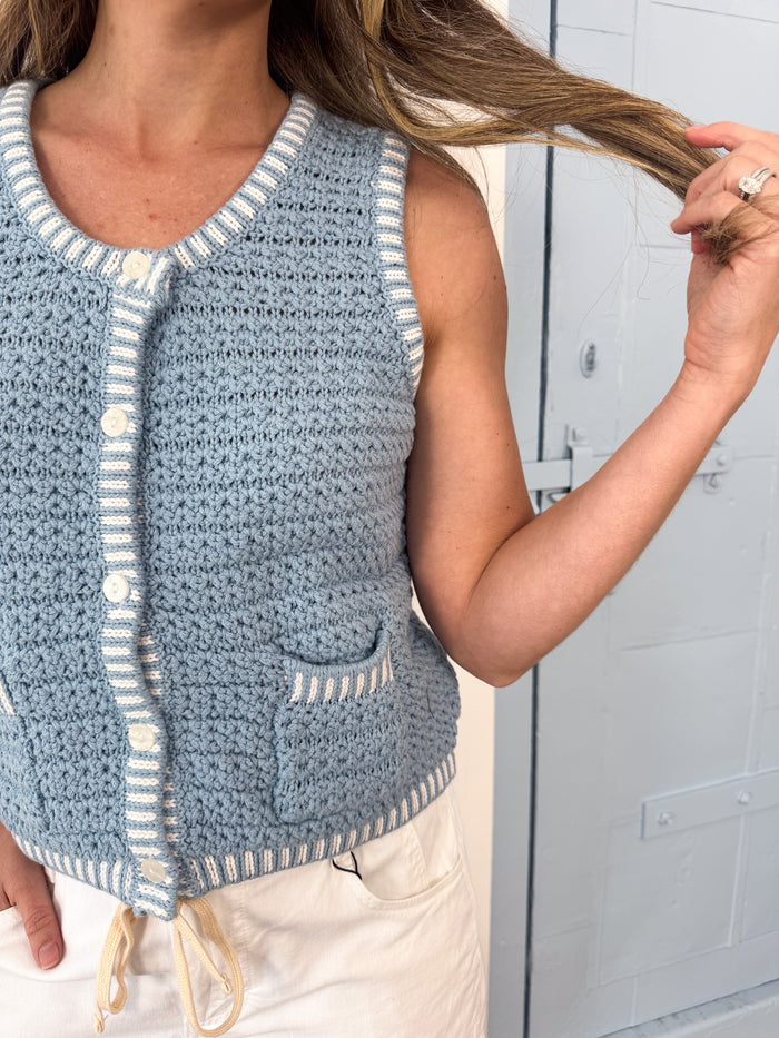 Robin Blue Button Down Sweater Vest