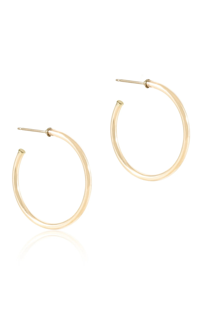 Round Gold 1.25" Post Hoop - 2mm - Smooth