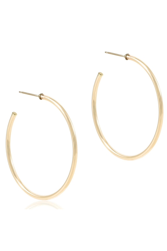 Round Gold 1.75" Post Hoop - 2mm - Smooth