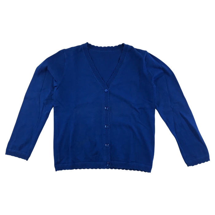 Royal blue girls scallop neck school cardigan