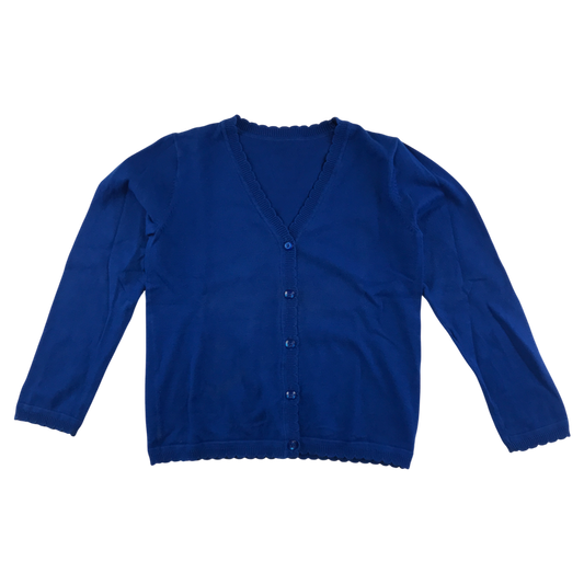 Royal blue girls scallop neck school cardigan