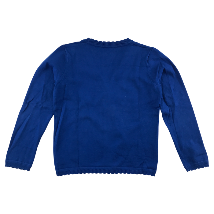 Royal blue girls scallop neck school cardigan