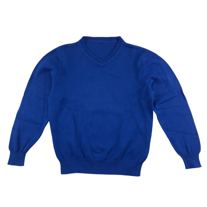 Royal blue unisex v-neck school jumper