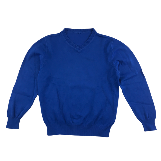 Royal blue unisex v-neck school jumper