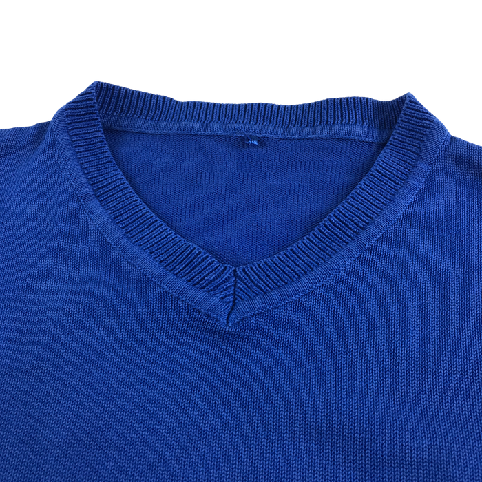 Royal blue unisex v-neck school jumper