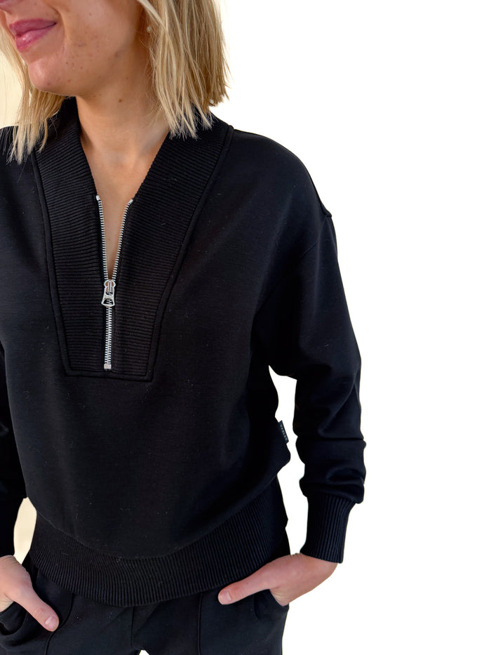 Sally Half Zip Sweater - Black