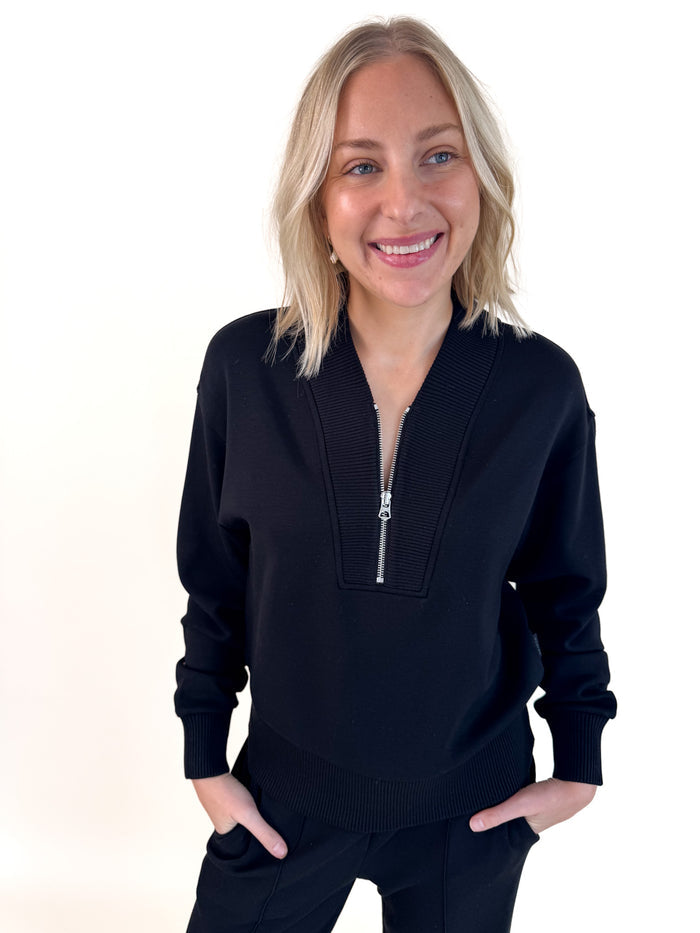 Sally Half Zip Sweater - Black