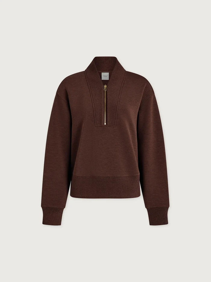 Sally Half Zip Sweater- Coffee Marl