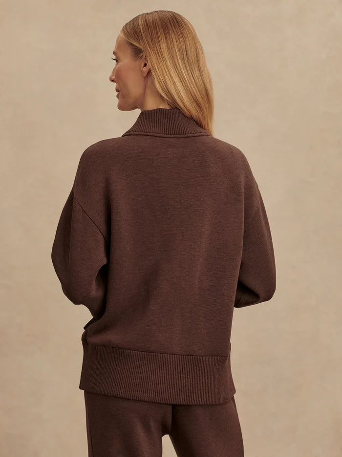 Sally Half Zip Sweater- Coffee Marl