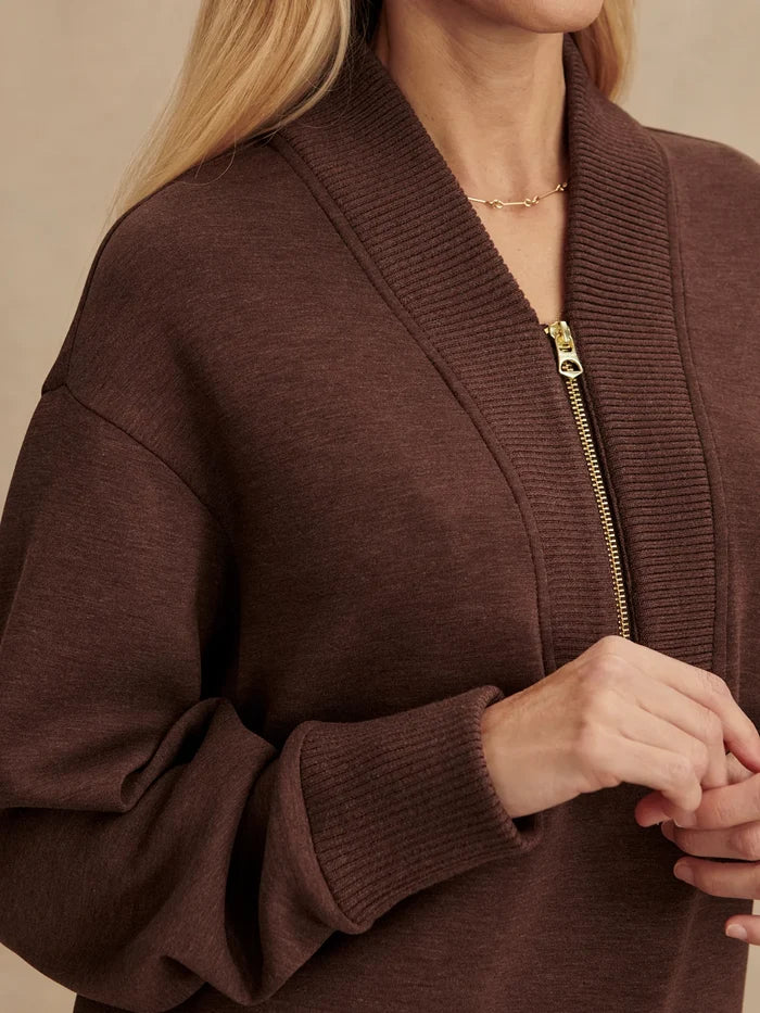 Sally Half Zip Sweater- Coffee Marl
