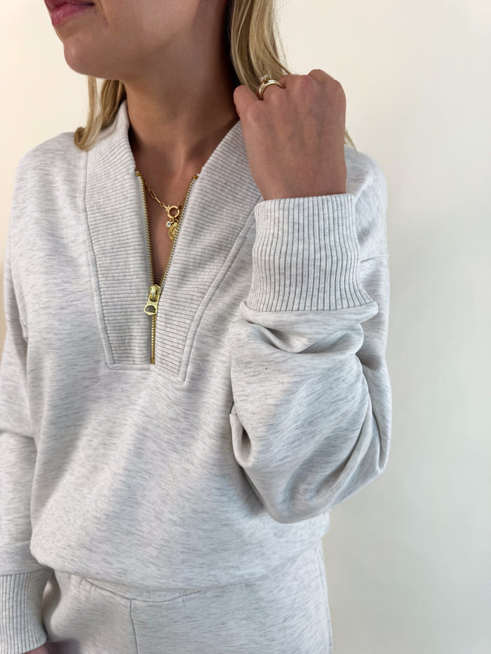 Varley Sally Half Zip Sweater- Ivory Marl – women's sweater