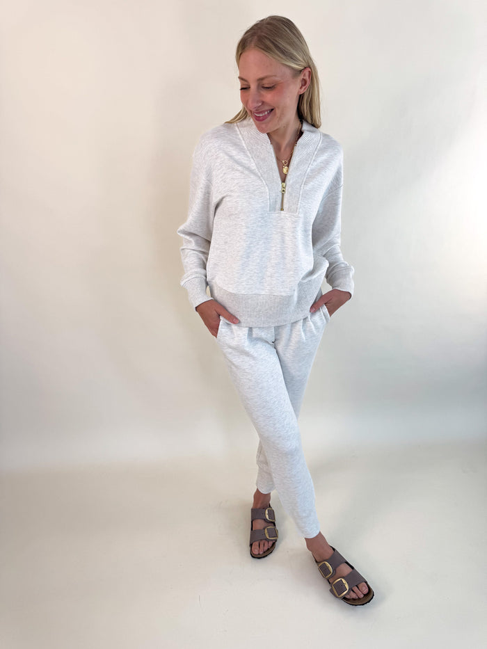 Varley Sally Half Zip Sweater- Ivory Marl – women's sweater