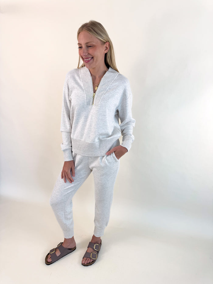 Varley Sally Half Zip Sweater- Ivory Marl – women's sweater