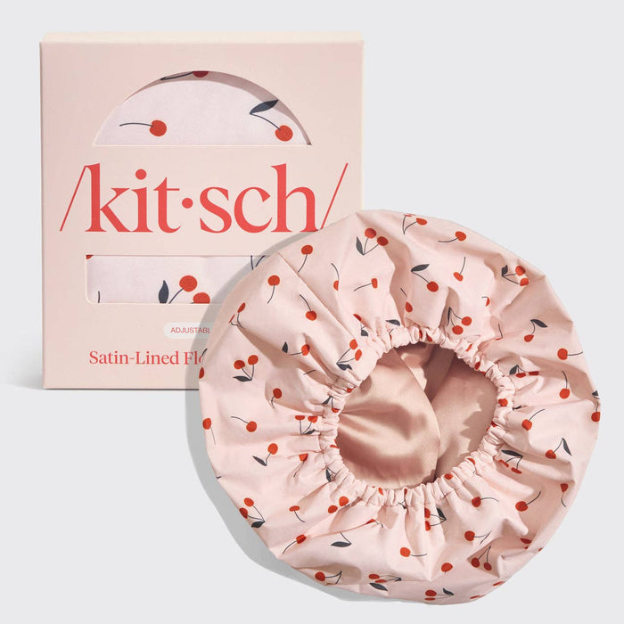 Satin-Lined Shower Cap - Cherry