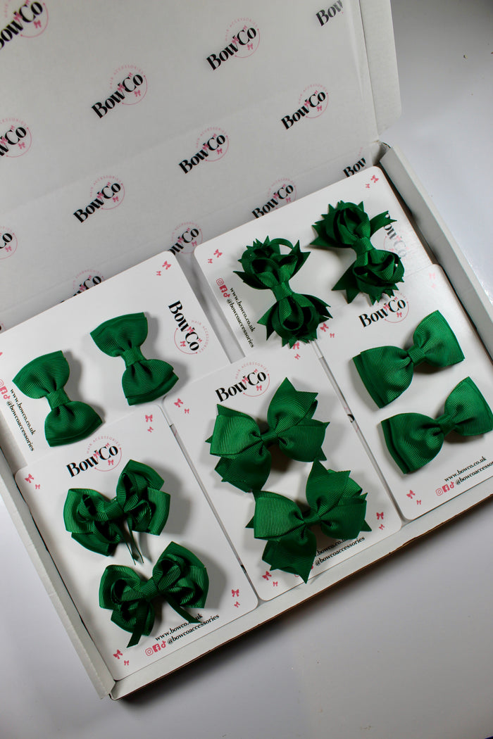 School Bundle 10 Bows - 5 Matching Pairs - Green