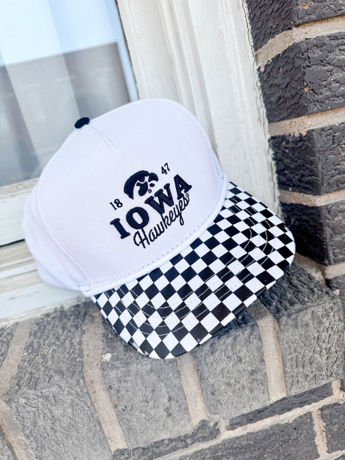 Gameday Social School Spirit Checkered Hawkeye Hat – women's accessories - hat